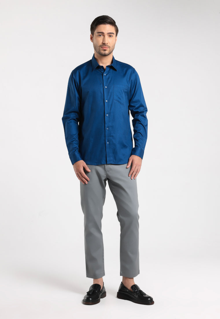 MOC - Kemeja Polos Pria Lengan Panjang Nicola - Blue