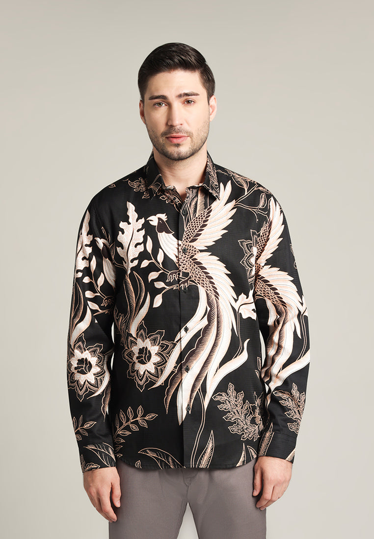 MOC - Kemeja Batik Pria Lengan Panjang Bagaspati - Black