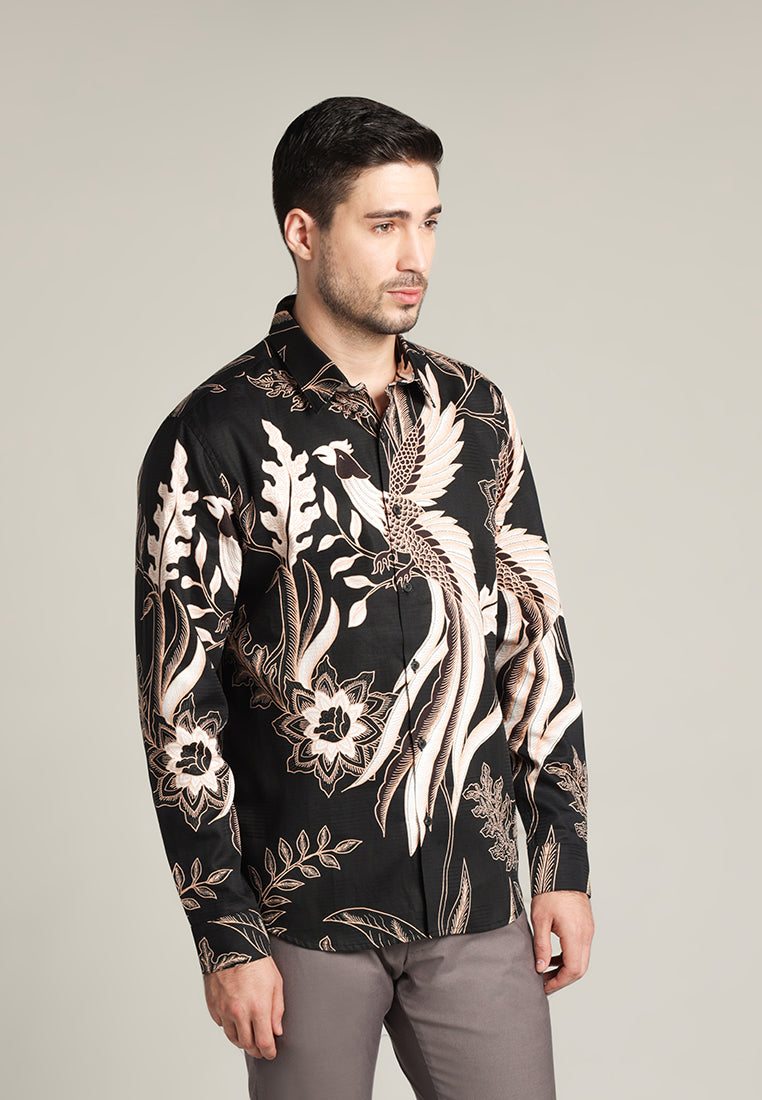 MOC - Kemeja Batik Pria Lengan Panjang Bagaspati - Black