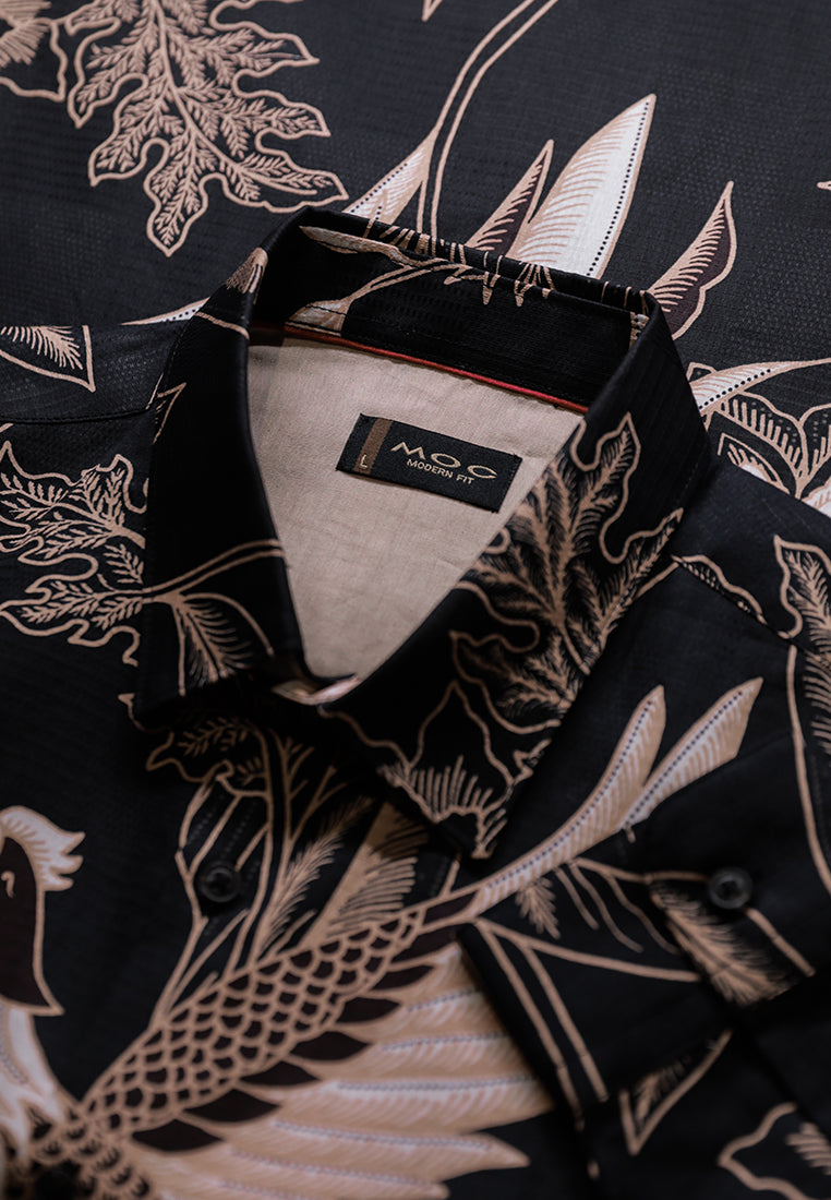MOC - Kemeja Batik Pria Lengan Panjang Bagaspati - Black