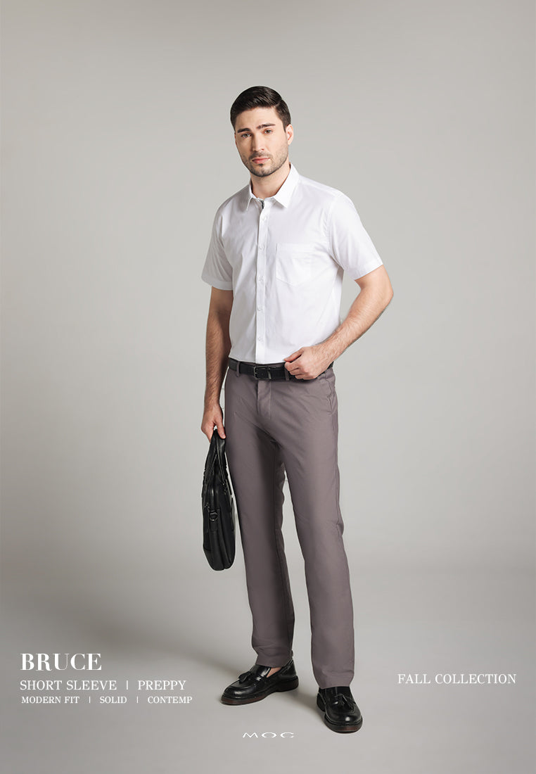 MOC Kemeja Lengan Pendek Pria Bruce - White