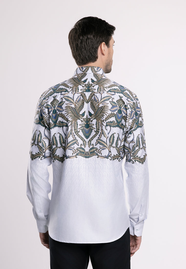 MOC - Kemeja Batik Pria Lengan Panjang Chandrama - White
