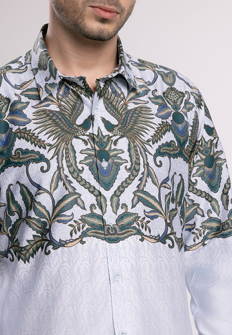MOC - Kemeja Batik Pria Lengan Panjang Chandrama - White