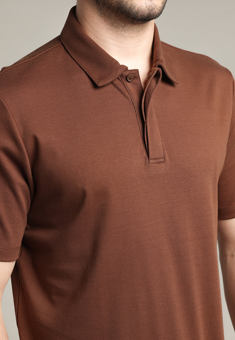 MOC - Kaos Polo Pria Lengan Pendek Ciro - Dark Brown