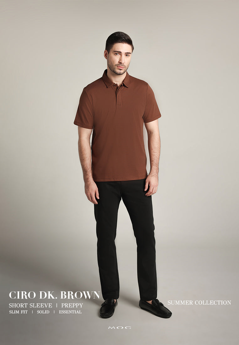 MOC - Kaos Polo Pria Lengan Pendek Ciro - Dark Brown