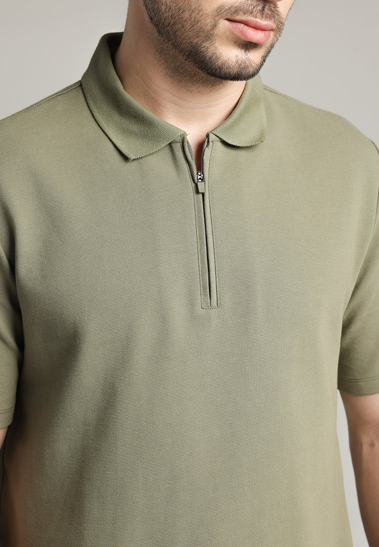 MOC - Kaos Polo Pria Lengan Pendek Davidde - Olive