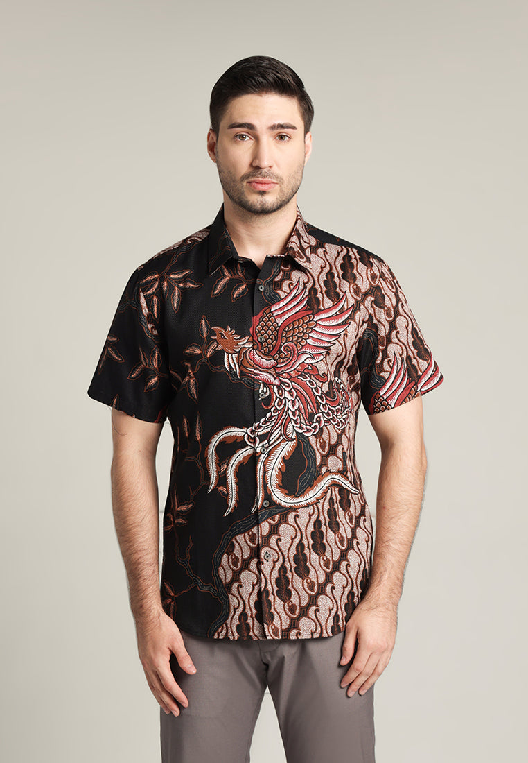 MOC - Kemeja Batik Pria Lengan Pendek Jayagrana - Brown