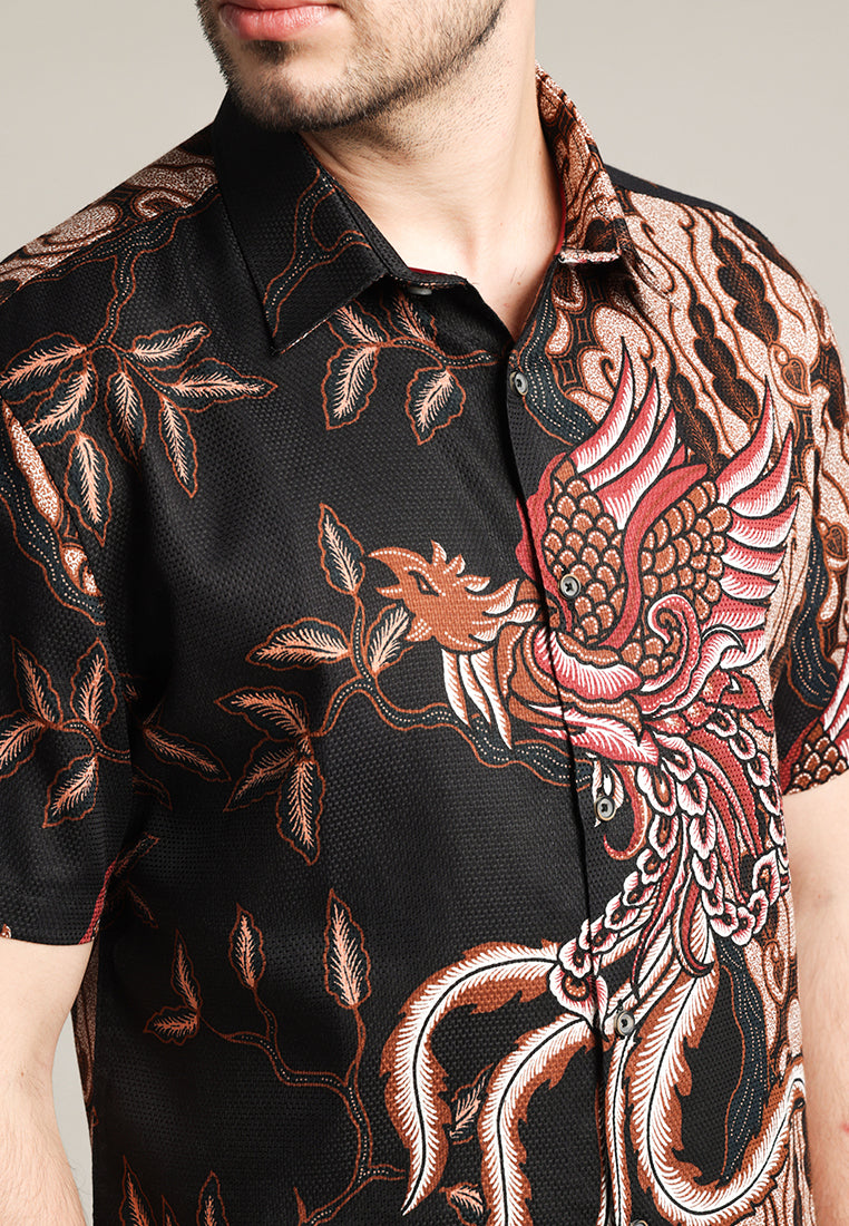 MOC - Kemeja Batik Pria Lengan Pendek Jayagrana - Brown