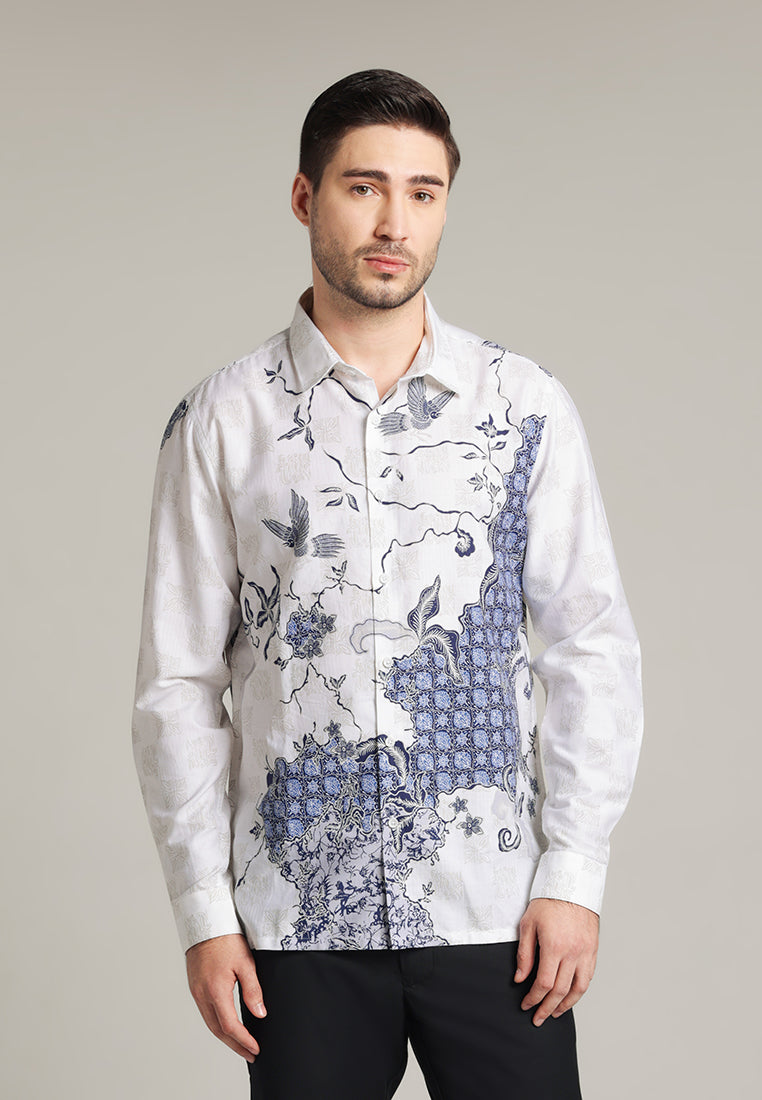 MOC - Kemeja Batik Pria Lengan Panjang Abimanyu - Navy