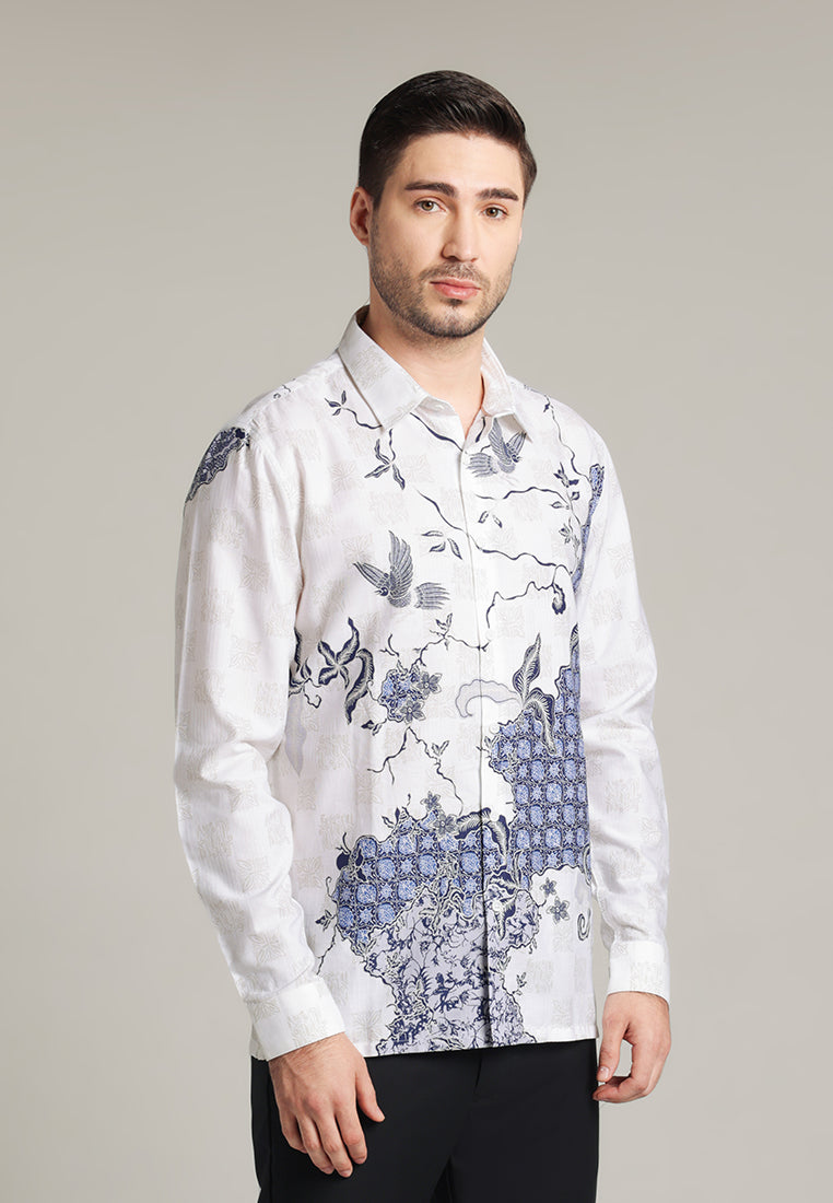 MOC - Kemeja Batik Pria Lengan Panjang Abimanyu - Navy