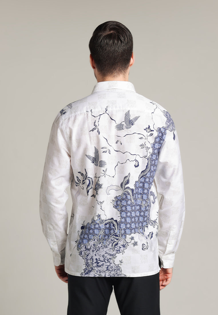 MOC - Kemeja Batik Pria Lengan Panjang Abimanyu - Navy