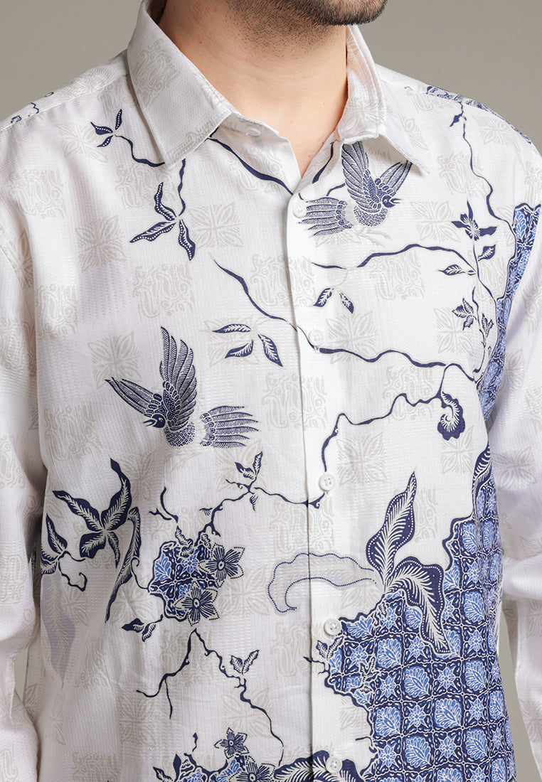 MOC - Kemeja Batik Pria Lengan Panjang Abimanyu - Navy