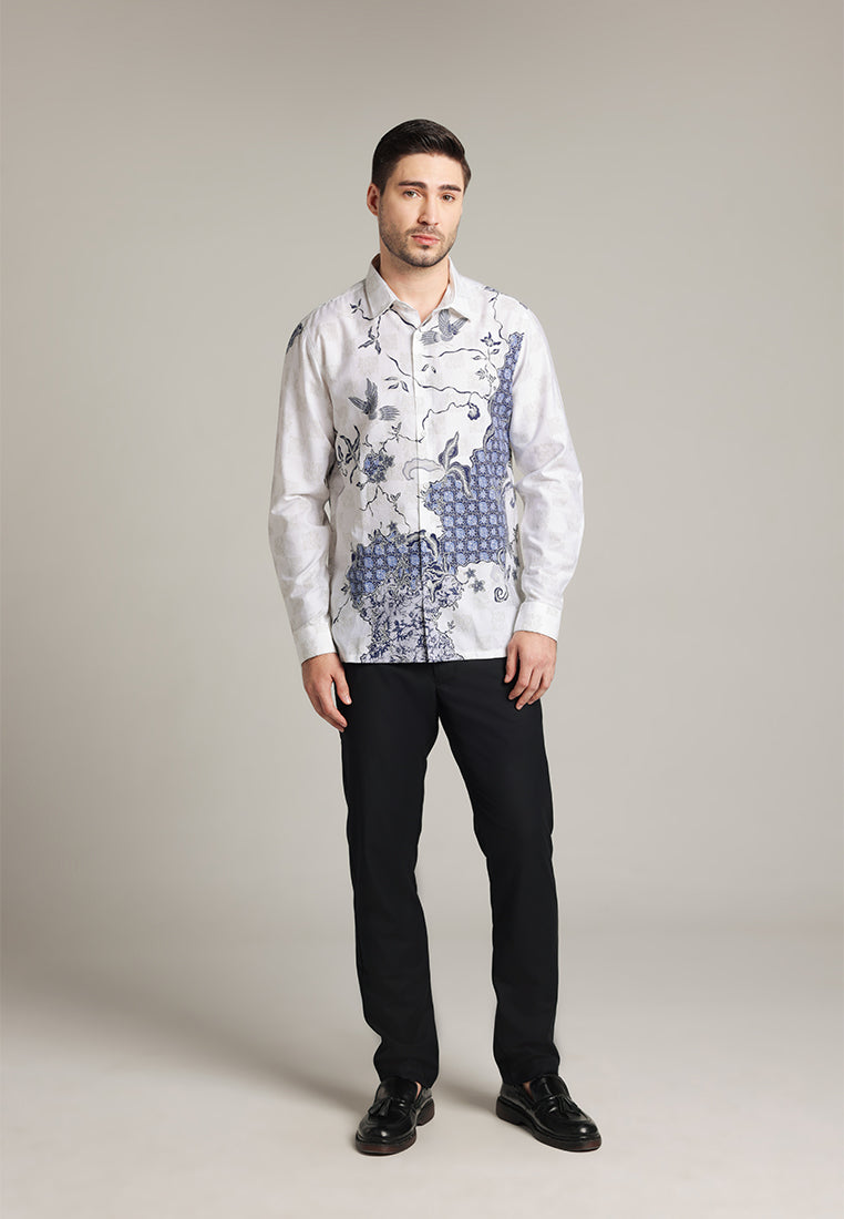 MOC - Kemeja Batik Pria Lengan Panjang Abimanyu - Navy
