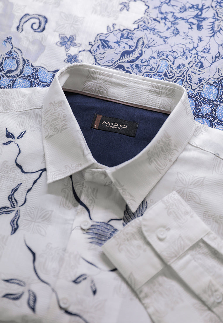 MOC - Kemeja Batik Pria Lengan Panjang Abimanyu - Navy