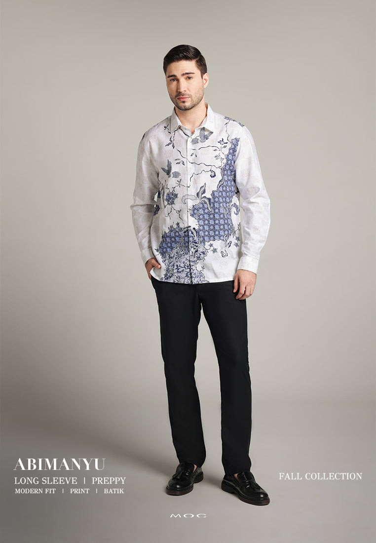 MOC - Kemeja Batik Pria Lengan Panjang Abimanyu - Navy