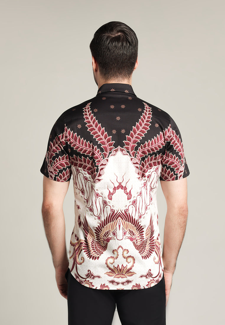 MOC - Kemeja Batik Pria Lengan Pendek Atmaja - Maroon
