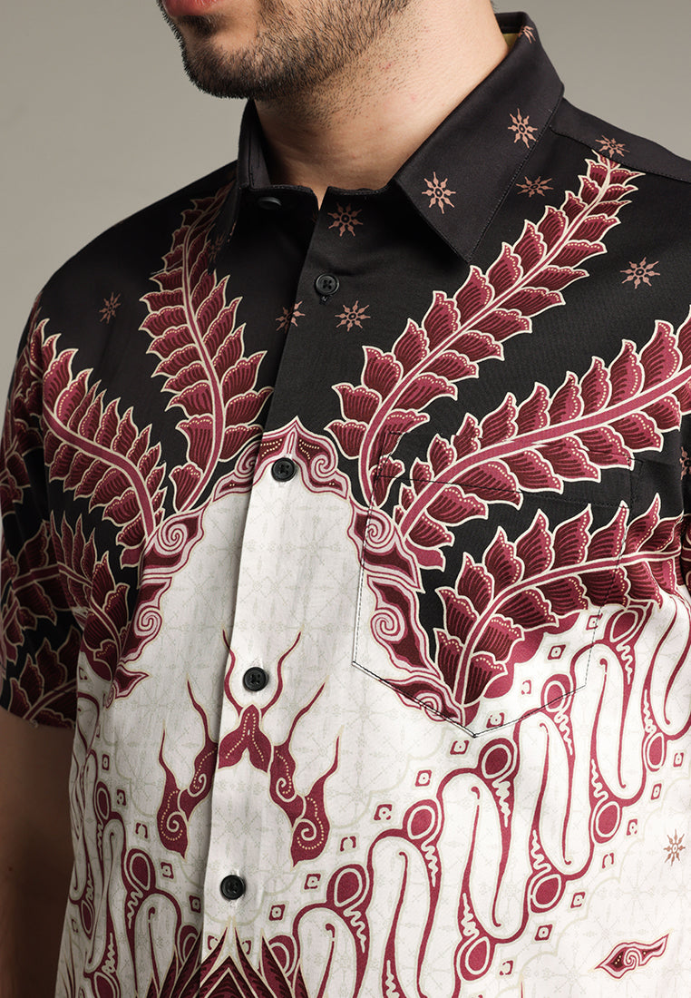 MOC - Kemeja Batik Pria Lengan Pendek Atmaja - Maroon