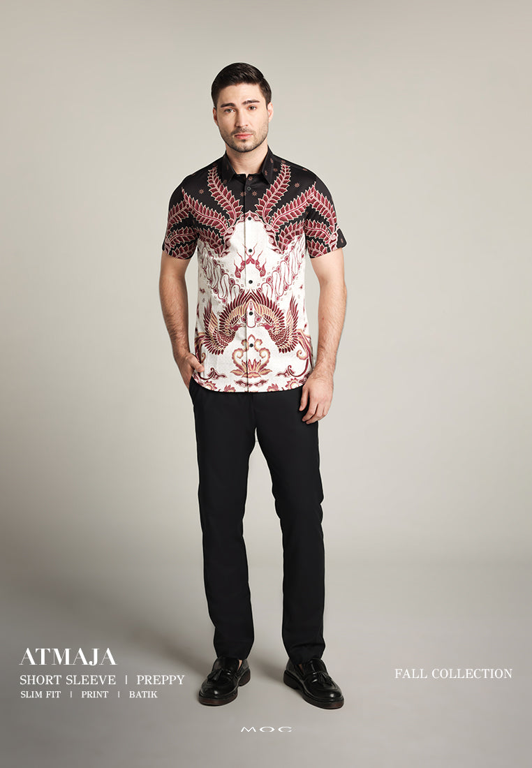 MOC - Kemeja Batik Pria Lengan Pendek Atmaja - Maroon