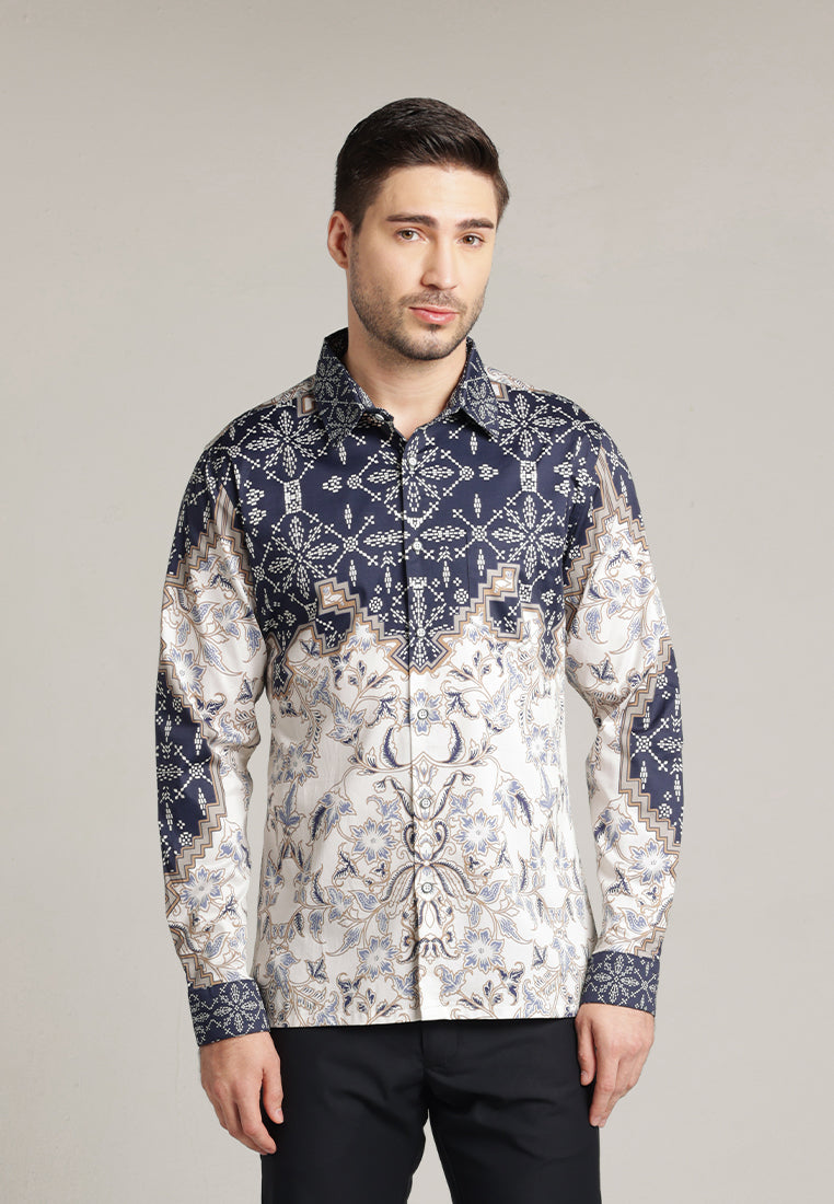 MOC - Kemeja Batik Pria Lengan Panjang Bhaskara - Beige