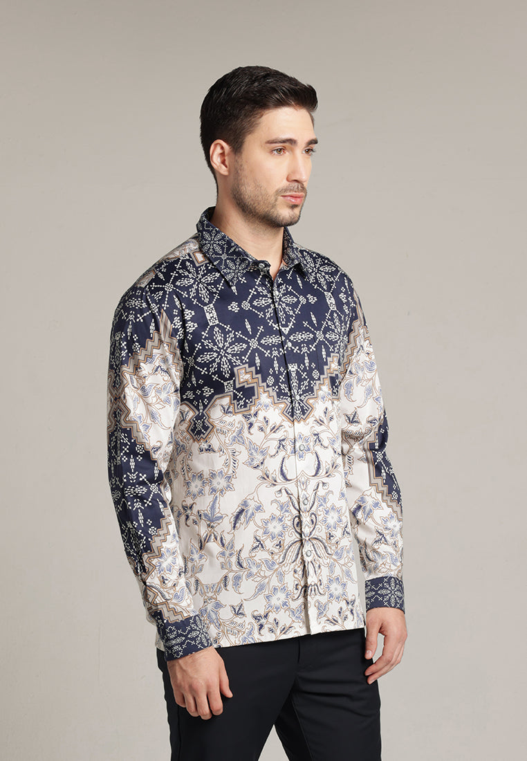 MOC - Kemeja Batik Pria Lengan Panjang Bhaskara - Beige