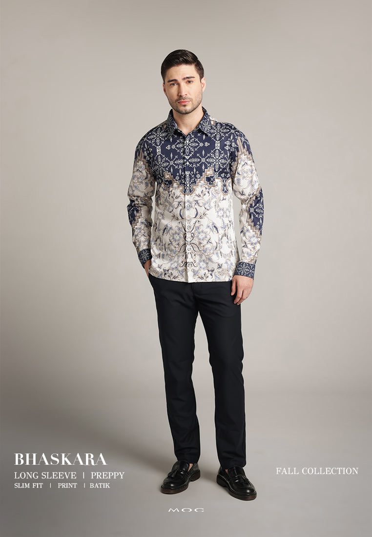 MOC - Kemeja Batik Pria Lengan Panjang Bhaskara - Beige