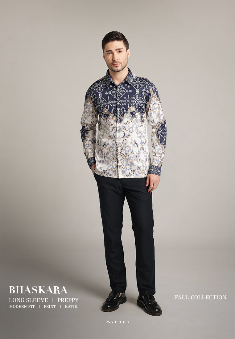 MOC - Kemeja Batik Pria Lengan Panjang Bhaskara - Beige
