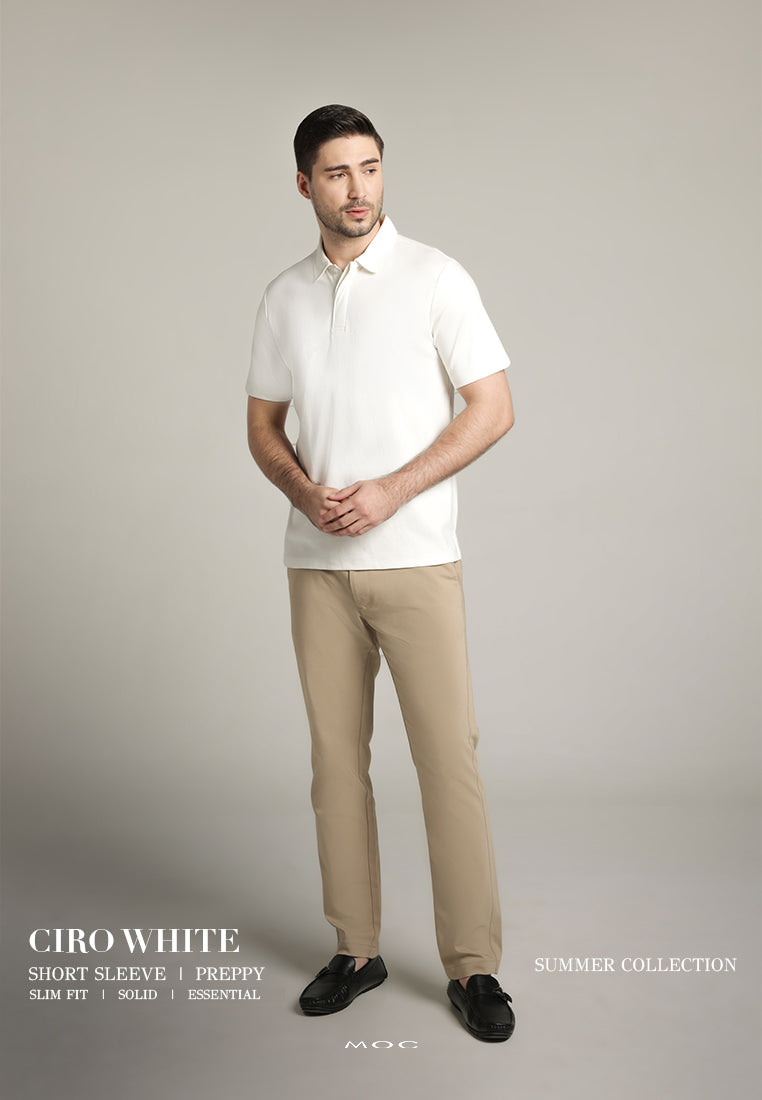 MOC - Kaos Polo Pria Lengan Pendek Ciro - White