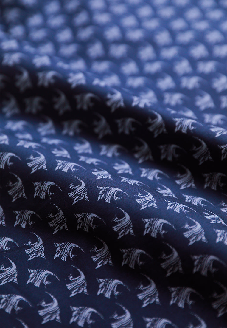MOC Kemeja Motif Lengan Panjang Pria Ferris - Navy