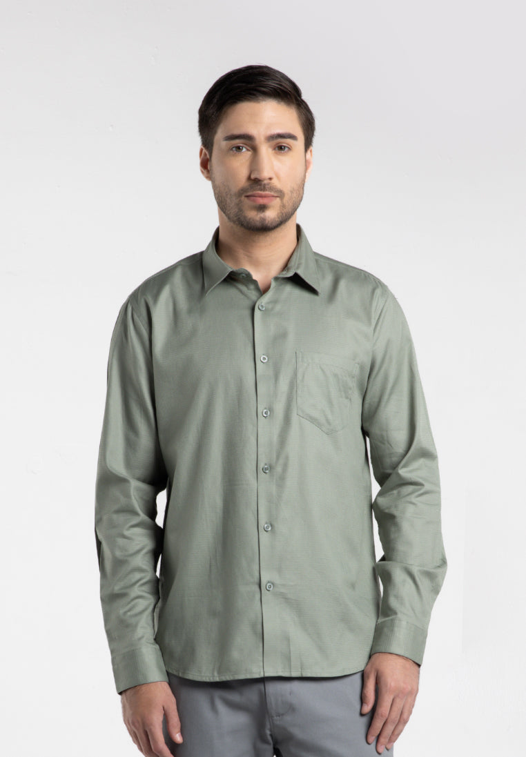 MOC - Kemeja Polos Pria Lengan Panjang Nicola - Light Green