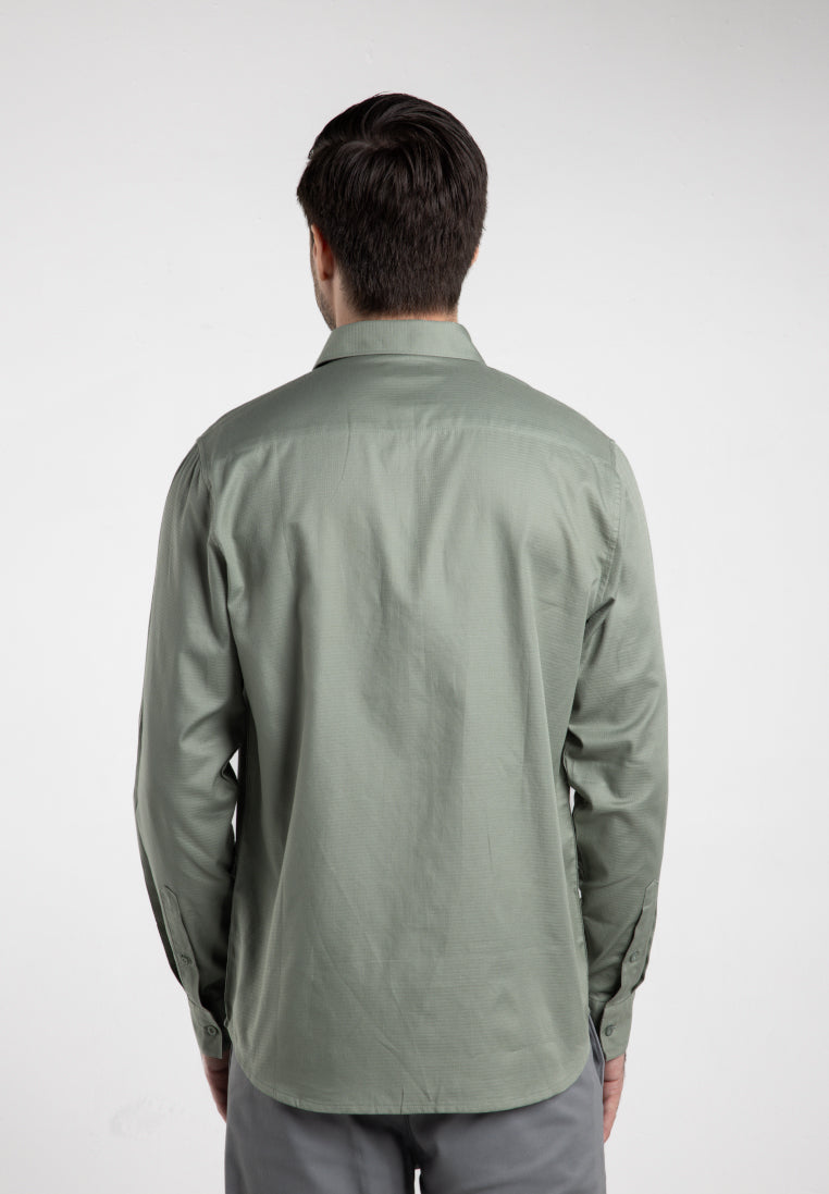 MOC - Kemeja Polos Pria Lengan Panjang Nicola - Light Green