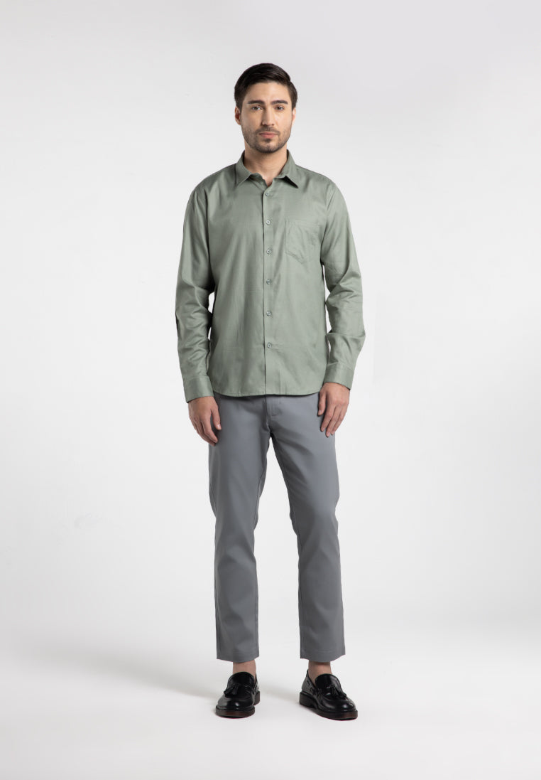 MOC - Kemeja Polos Pria Lengan Panjang Nicola - Light Green