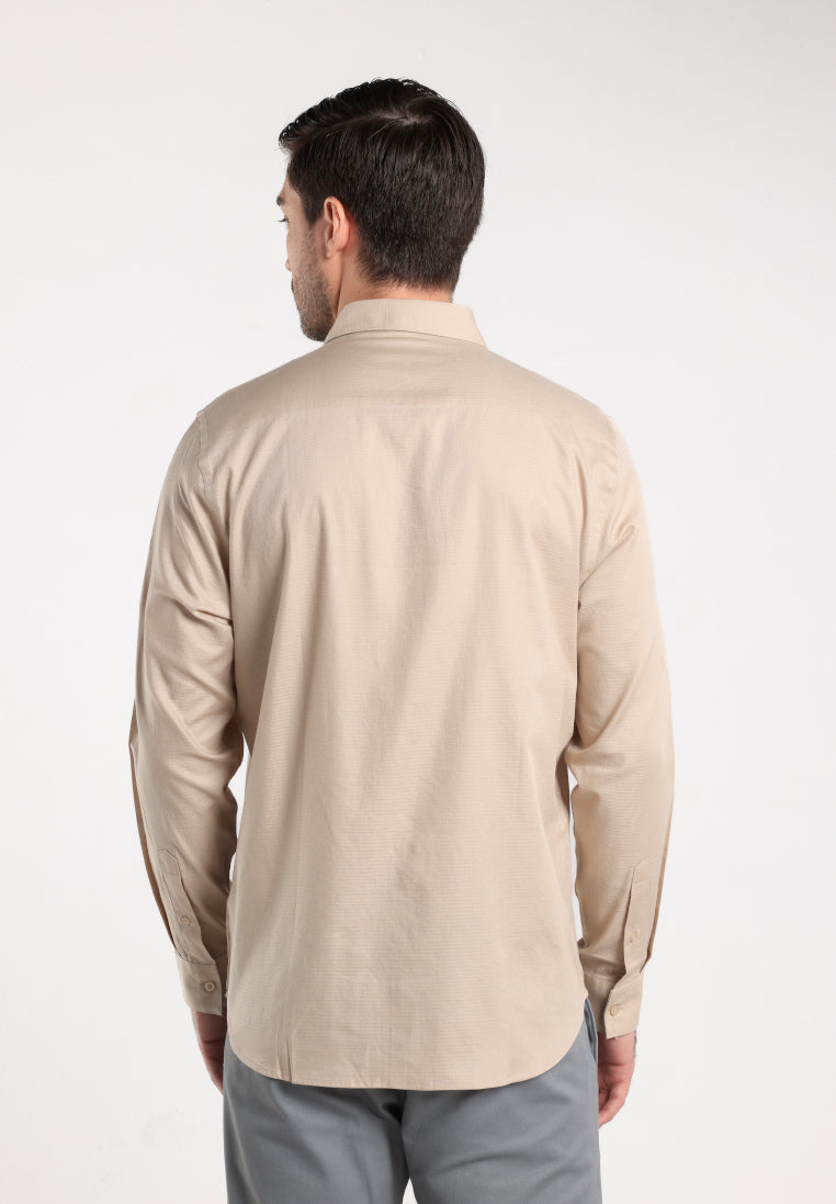 MOC - Kemeja Polos Pria Lengan Panjang Nicola - Khaki