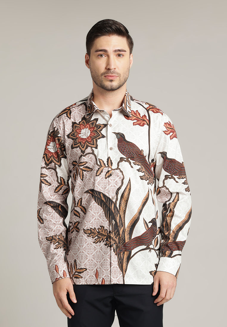 MOC - Kemeja Batik Pria Lengan Panjang Wakulo - Brown