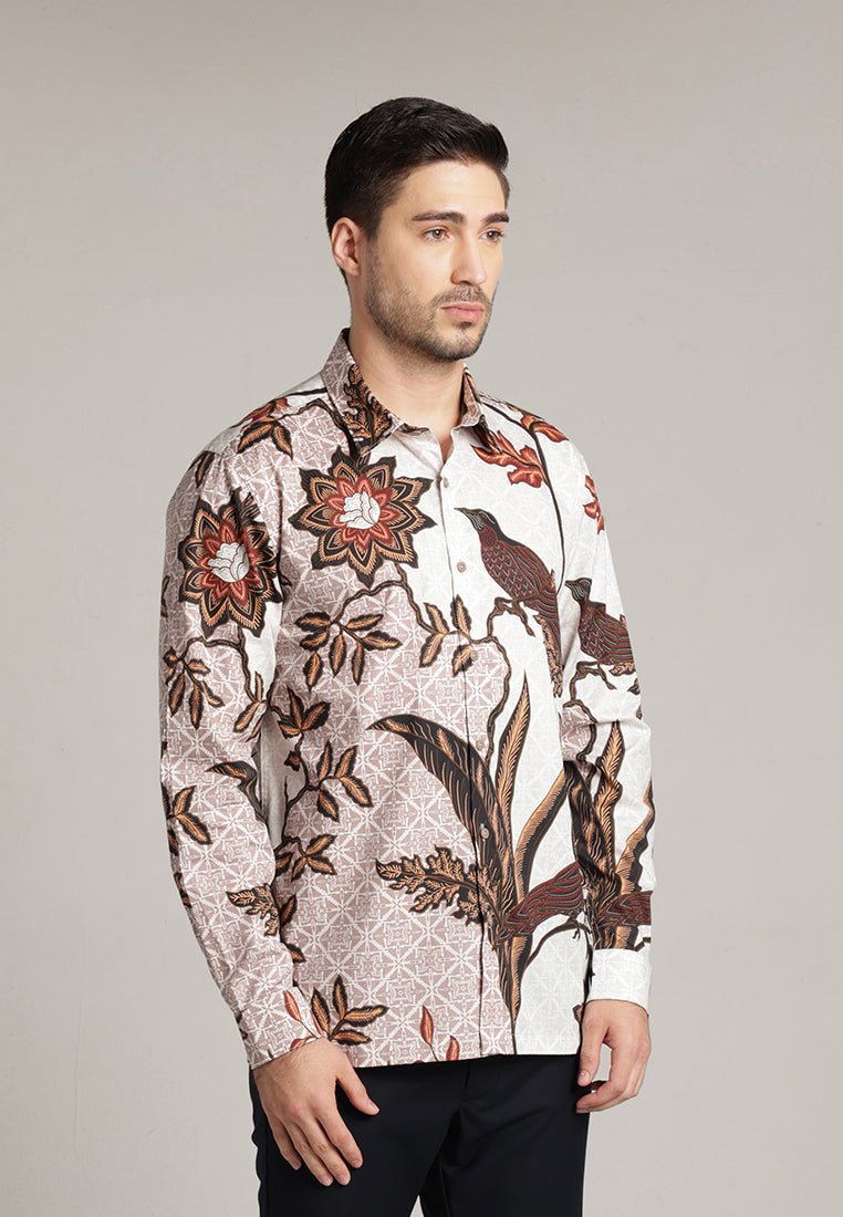 MOC - Kemeja Batik Pria Lengan Panjang Wakulo - Brown