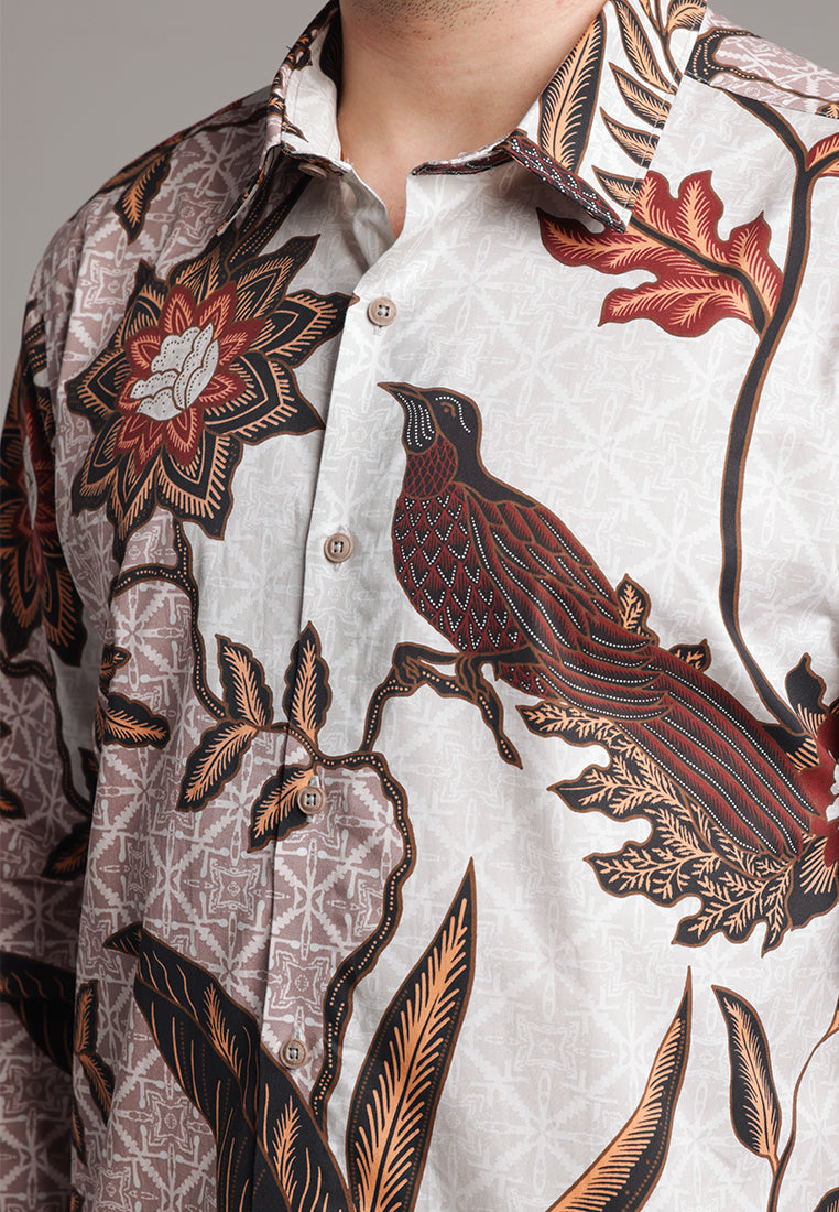 MOC - Kemeja Batik Pria Lengan Panjang Wakulo - Brown