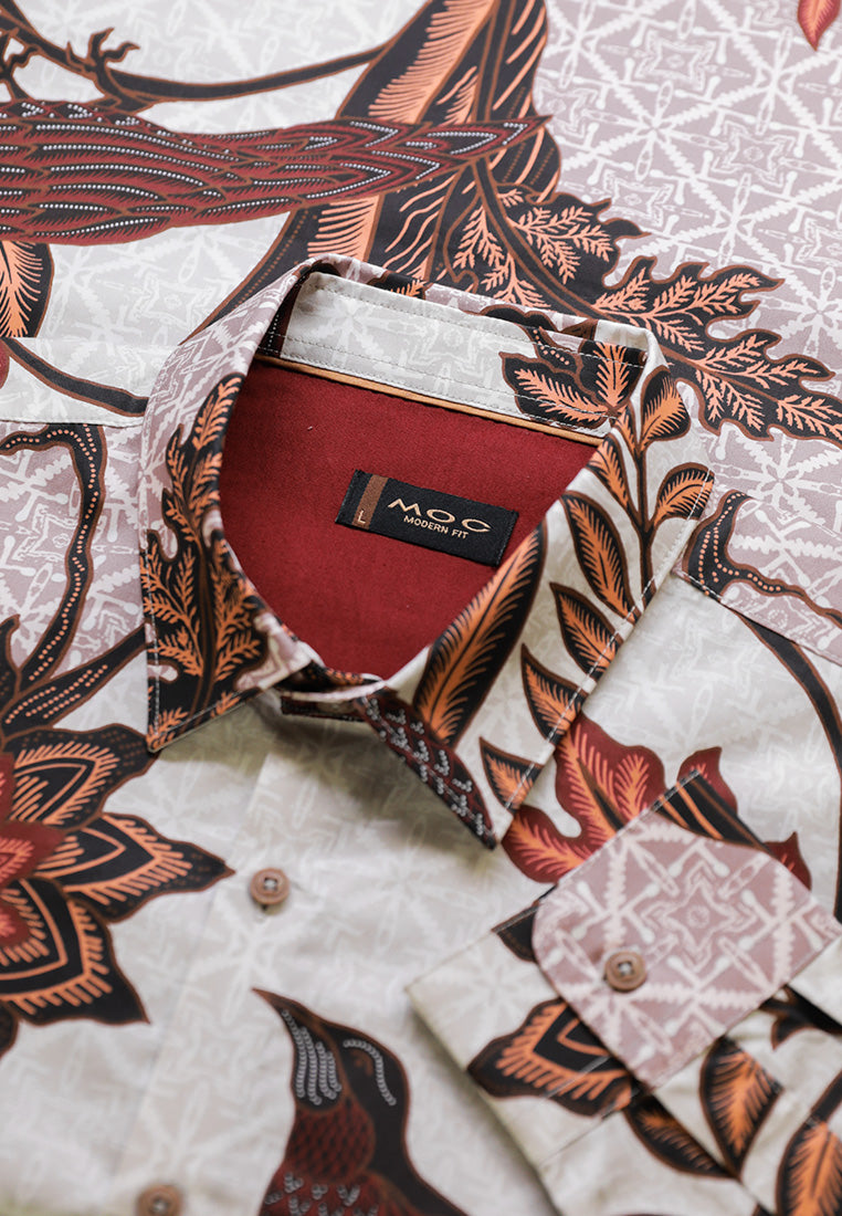 MOC - Kemeja Batik Pria Lengan Panjang Wakulo - Brown