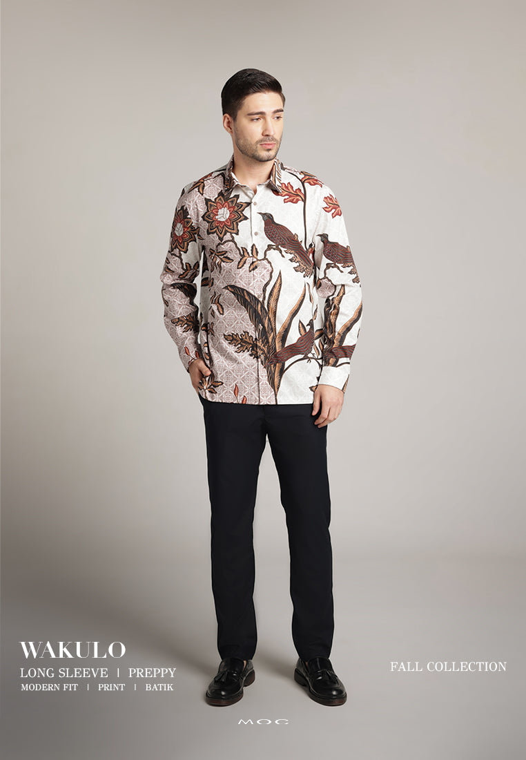 MOC - Kemeja Batik Pria Lengan Panjang Wakulo - Brown