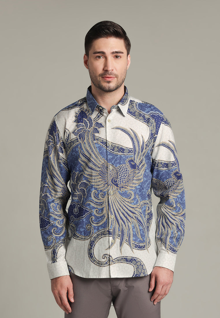MOC - Kemeja Batik Pria Lengan Panjang Wicaksono - Blue