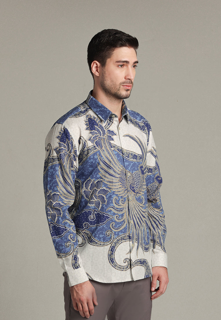 MOC - Kemeja Batik Pria Lengan Panjang Wicaksono - Blue