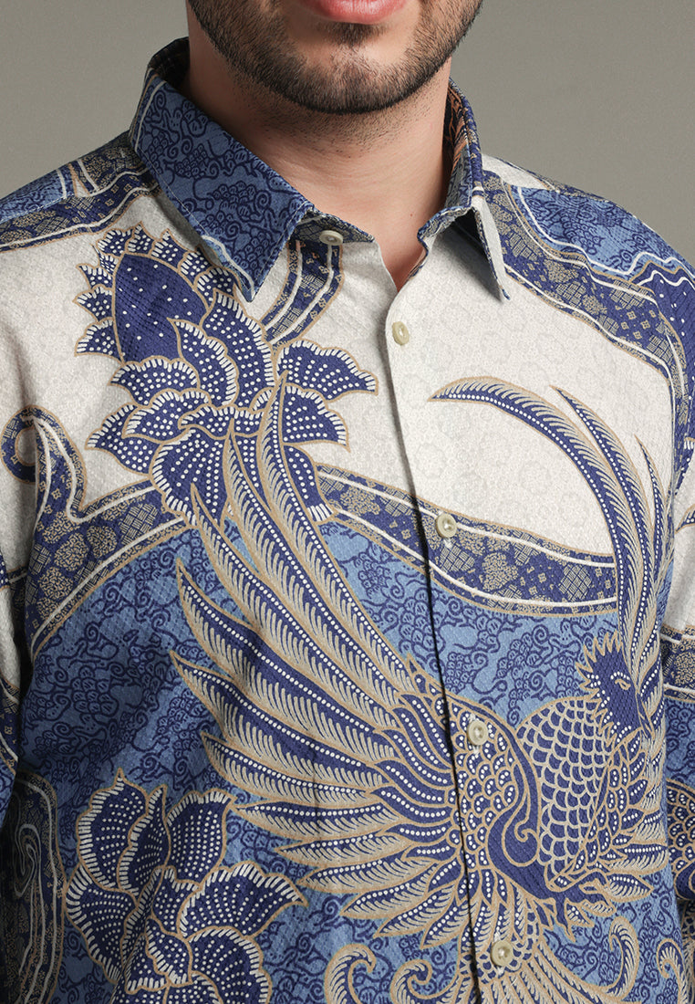 MOC - Kemeja Batik Pria Lengan Panjang Wicaksono - Blue