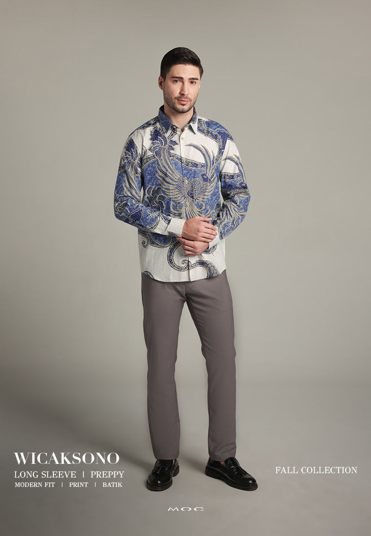 MOC - Kemeja Batik Pria Lengan Panjang Wicaksono - Blue