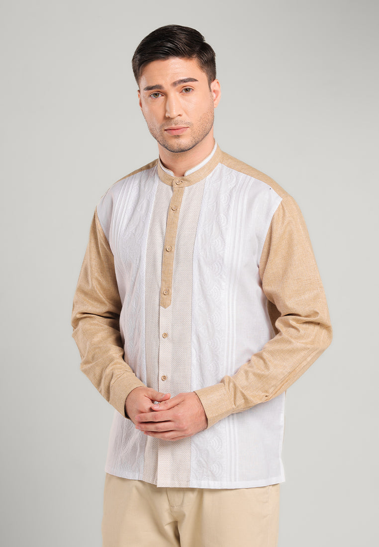 MOC Kemeja Koko Lengan Panjang Pria Bagdad B - Khaki