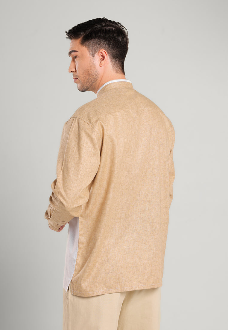 MOC Kemeja Koko Lengan Panjang Pria Bagdad B - Khaki