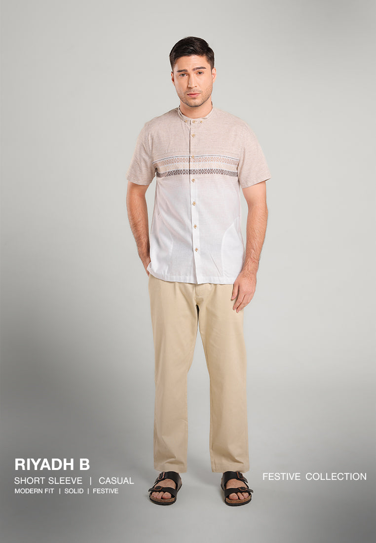 MOC Kemeja Koko Lengan Pendek Pria Riyadh B - Khaki