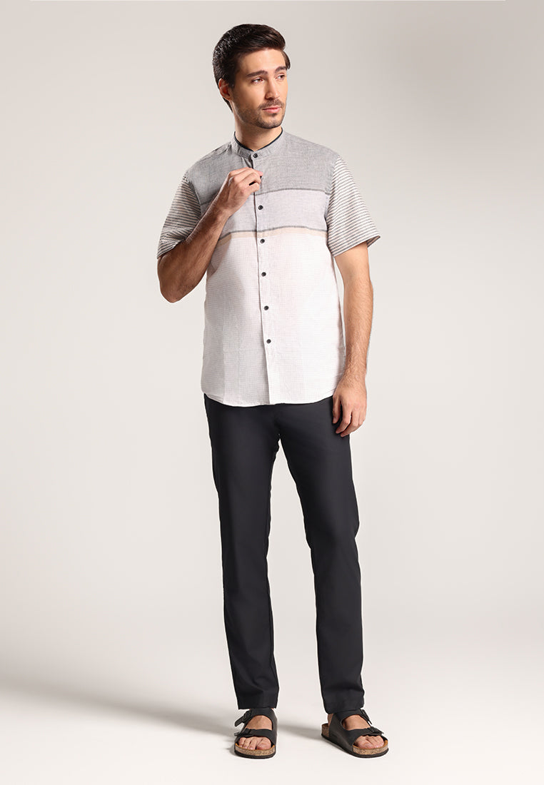 MOC Kemeja Koko Lengan Pendek Pria Furkan - White