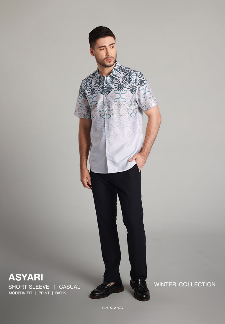 MOC - Kemeja Batik Pria Lengan Pendek Asyari - Beige