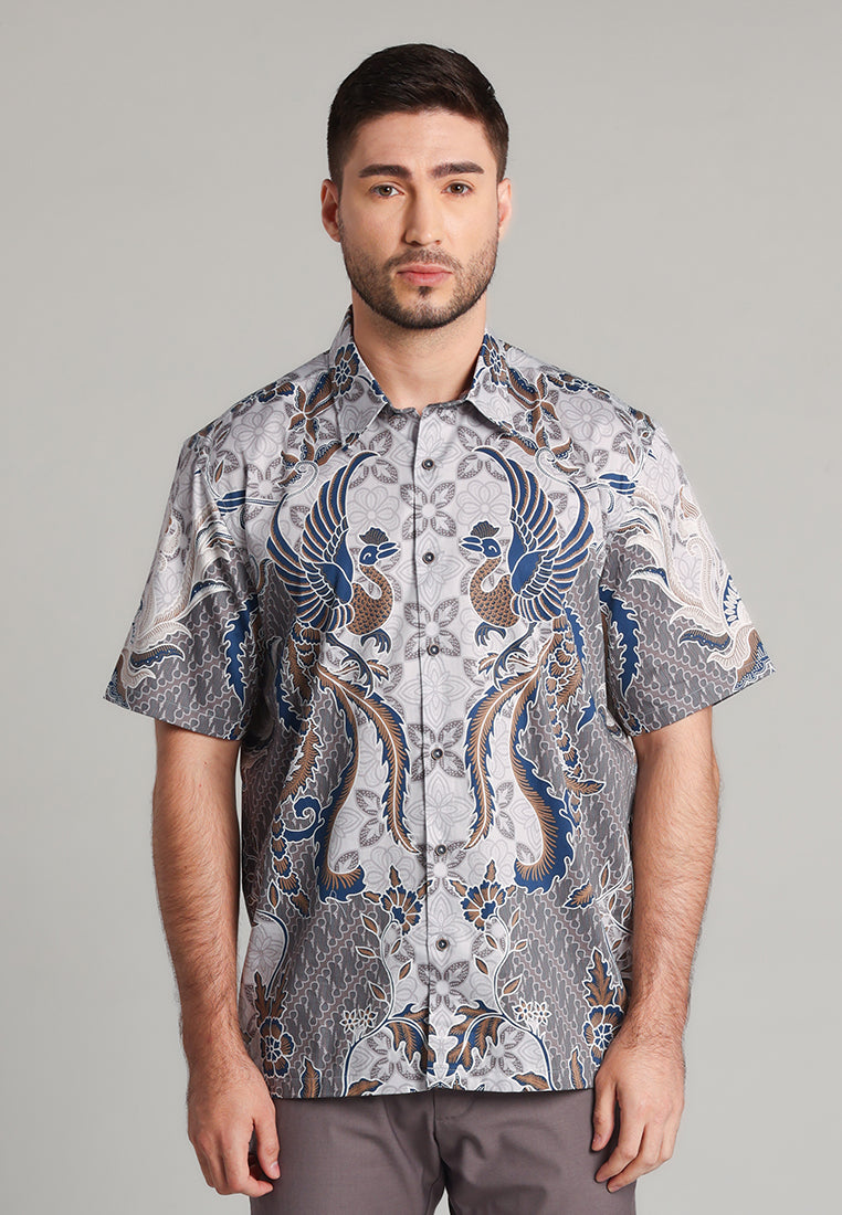 MOC - Kemeja Batik Pria Lengan Pendek Sandya - Brown