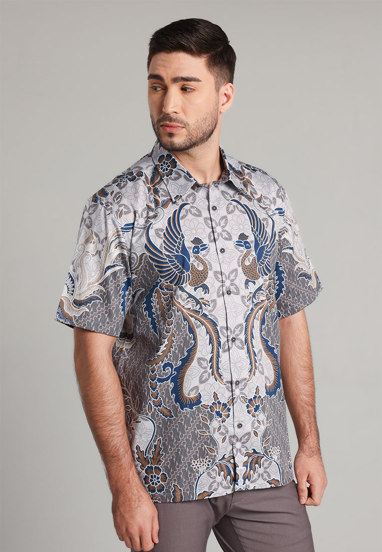 MOC - Kemeja Batik Pria Lengan Pendek Sandya - Brown