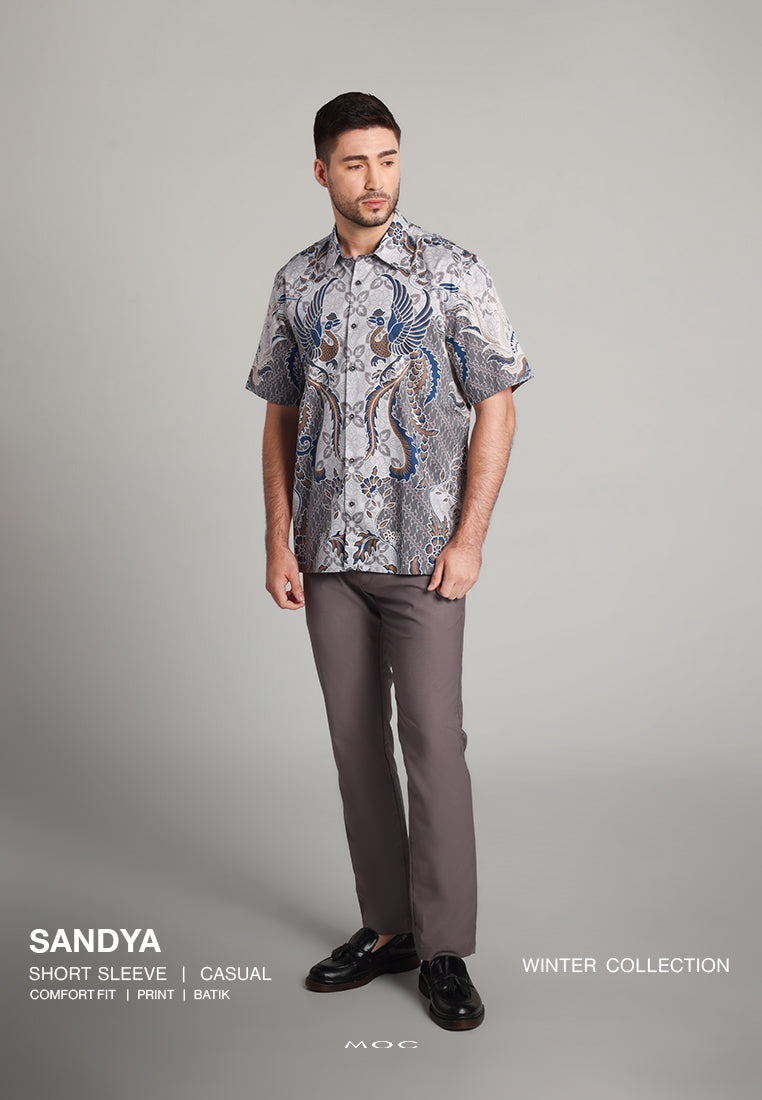 MOC - Kemeja Batik Pria Lengan Pendek Sandya - Brown