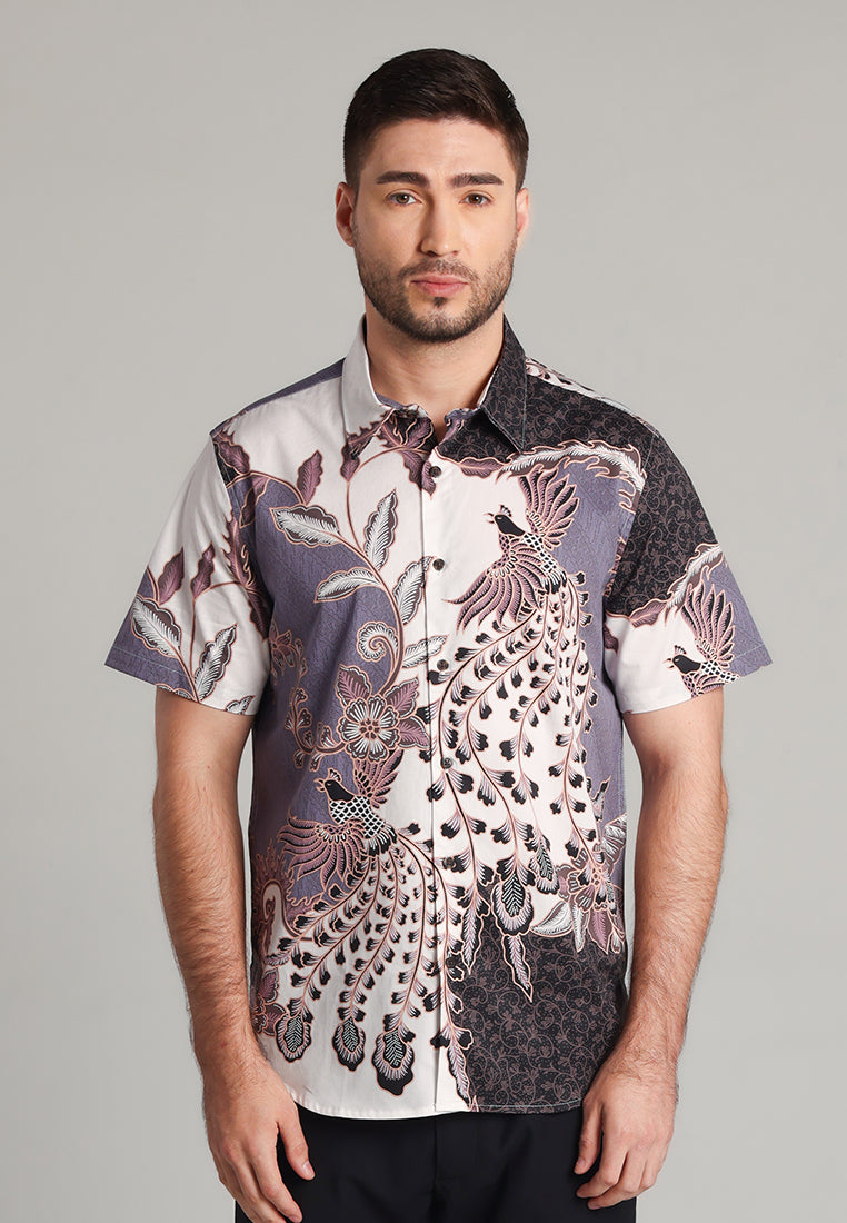 MOC - Kemeja Batik Pria Lengan Pendek Batur - Brown